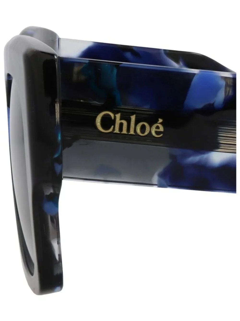 New Chloé Women's Sunglasses Square Rectangle Recycled Acetate Frame Blue Blue